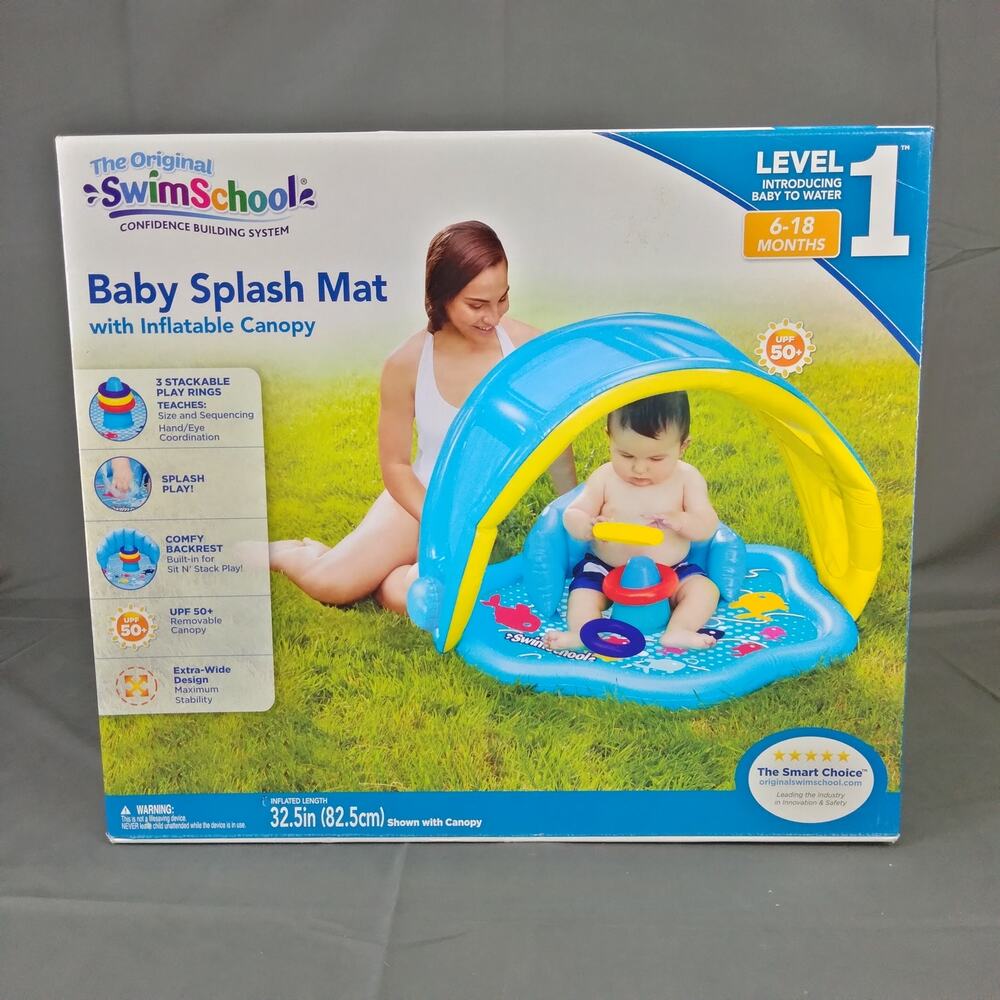 SWIMSCHOOL Aqua Leisure Original Baby Splash Mat Inflatable Canopy New Sealed
